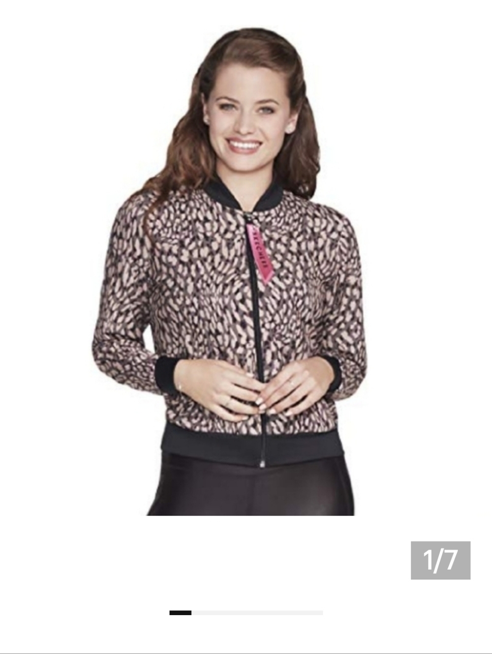 Skechers Pink and Black Patterned Bomber Jacket